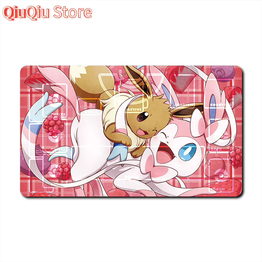 Bandai Pokémon Eevee & Sylveon Rosa Karierte TCG-Spielmatte, Sammelkartenspiel-Matte - Bild 3
