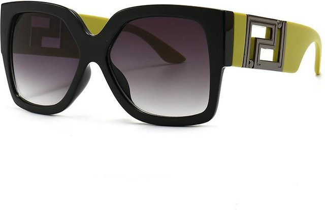 Quadratische Sonnenbrille, Vollrand, Kunststoff, grün/schwarz, Damen - Bild 1
