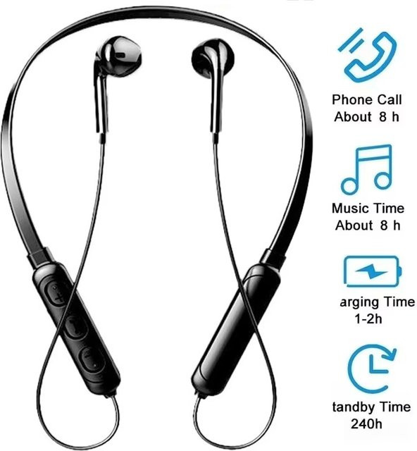 KAFNHCKA Sport-Bluetooth-Kopfhörer mit Nackenbügel in Schwarz für iPhone, Xiaomi und Huawei - Bild 1