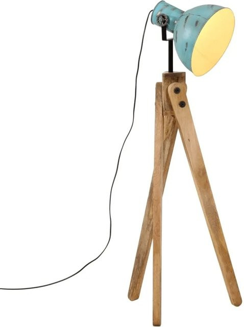 vidaXL Stehleuchte im Industrial Design aus Metall und Holz, Blau, E27, B/T/H: 45 x 45 x 120 cm - Bild 1