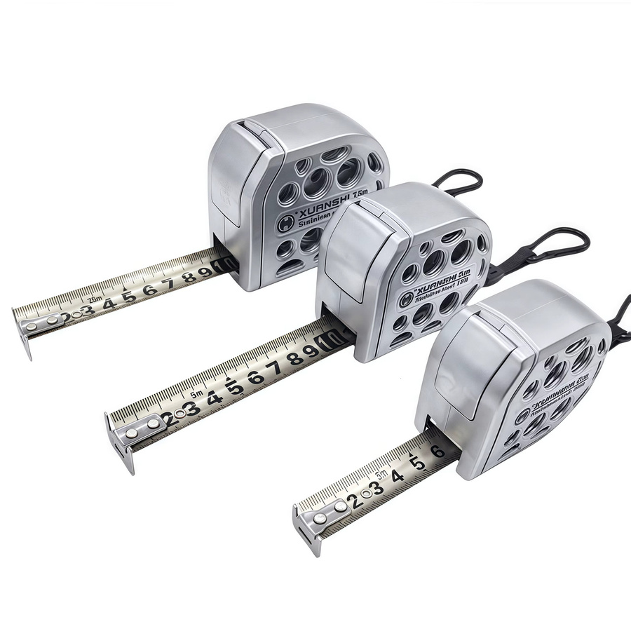 Magnetisches einziehbares Hohlbandmaß aus Edelstahl in Silber für Elektriker und Tischler - Bild 4