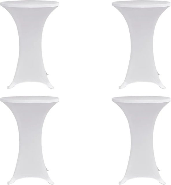 4er Set DELUKE Stretch-Stehtischhussen AMAU in Weiß, elastische Tischdecken für runde Stehtische mit Durchmesser: 80 cm - Bild 1