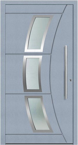 KNOCK Aluminium-Haustür Terra Nova in Grau mit Glaseinsatz und RC2 Schutz, Höhe: 200,0 cm, Breite: 100,0 cm - Bild 1