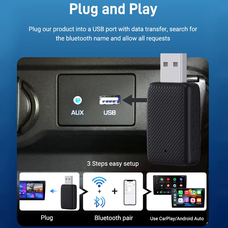 XUDA 2-in-1 Smart Mini Box Kabellose CarPlay und Android Auto Verbindung mit Wi-Fi und Bluetooth in Schwarz - Bild 2