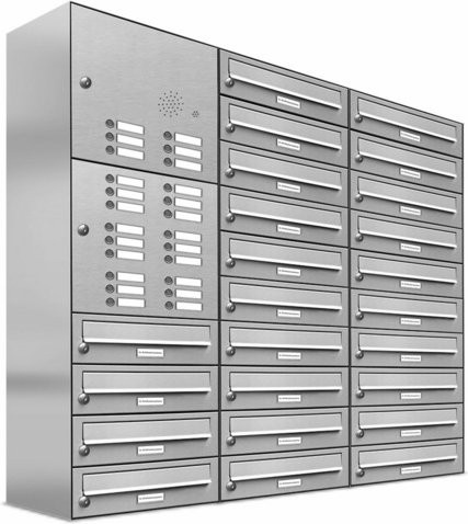 AL Briefkastensystem für 24 Parteien aus Edelstahl in Silber, B/H/T: 115,9 x 115 x 27,5 cm - Bild 1