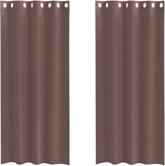 vidaXL Voile Vorhänge mit Ösen, 2er-Set, Braun, B: 140 cm, H: 245 cm - Bild 1