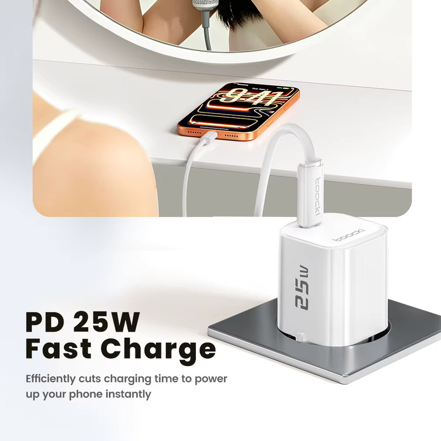 Toocki 25W GaN USB-C Schnellladegerät mit PD3.0 und QC3.0 in Weiß - Bild 2