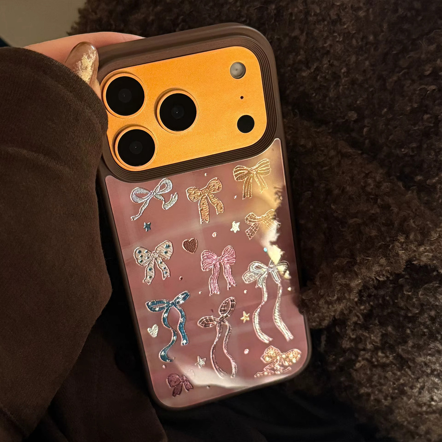 MUQGEW Handyhülle mit braunem Schleifenmuster für iPhone 11 bis iPhone 17 Pro Max, stoßfeste Schutzhülle, mehrfarbig - Bild 3