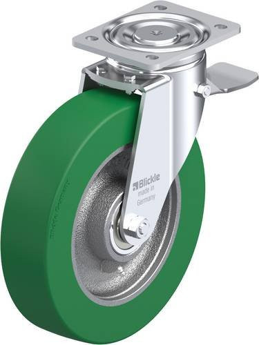 Blickle Lenkrolle LH-GST 250K-ST mit Feststeller in Grün und Silber, Rad-Durchmesser: 25 cm, Tragfähigkeit: 900 kg - Bild 1