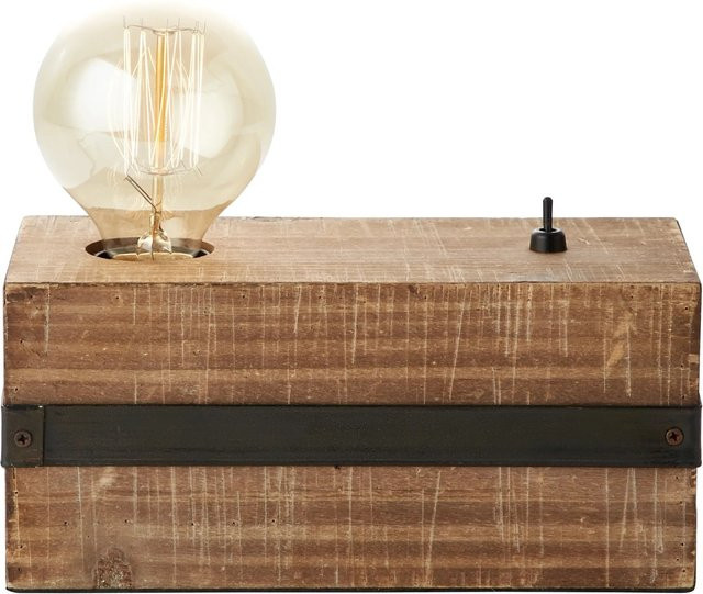 Brilliant Tischleuchte Woodhill in Antik-Schwarz mit Holz und E27 Fassung - Bild 1