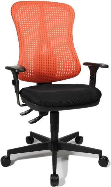 Topstar Drehstuhl Head POINT P mit Kopfstütze und Armlehnen, modern, Stoff, Farben: Rot, Schwarz, Orange - Bild 1