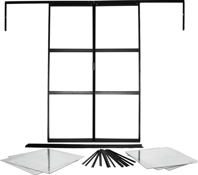 Vitavia Doppelschiebetür-Set für Gewächshäuser Sirius und Sirona, Schwarz, B: 122 cm, H: 191 cm - Bild 1