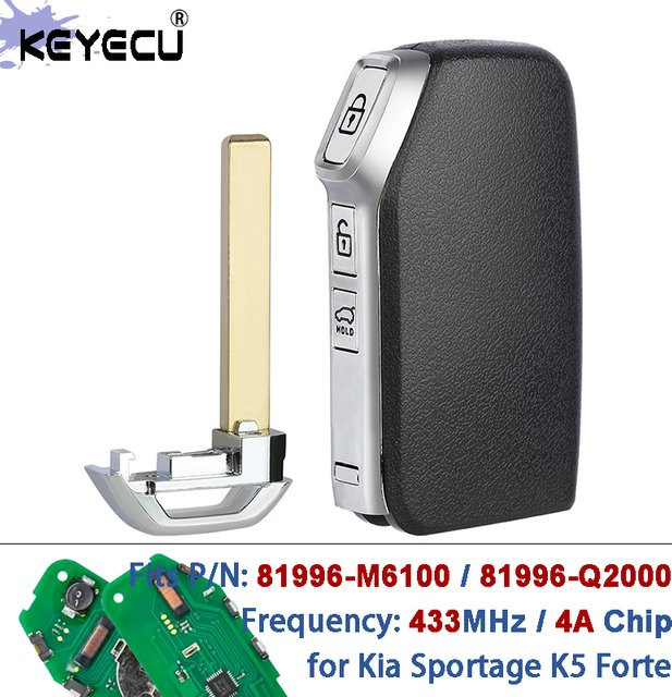KEYECU Smart Fernbedienungsschlüssel Keyless-Go mit 4A Chip für Kia Sportage K5 Forte ab 2017, 433MHz, Schwarz - Bild 1