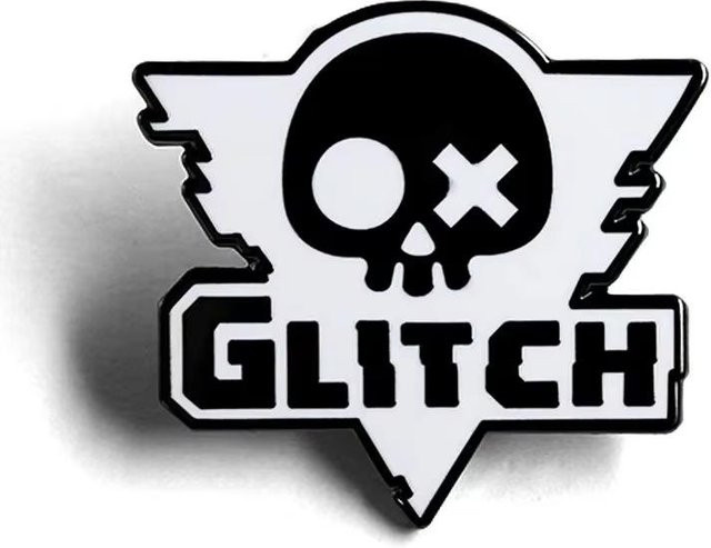 Murder Drones Glitch Totenkopf Emaille Anstecknadel, Schwarz Weiß, Unisex - Bild 1