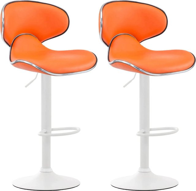 2er Set Barhocker DELUKE FAMIR aus Kunstleder in Orange mit Lehne, B/T/H: 46 x 49 x 88 cm - Bild 1