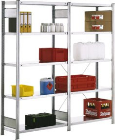 Regalwerk BERT Standardregal Grundfeld aus Stahlblech in Grau, H x B x T: 200 x 87,5 x 40 cm - Bild 1