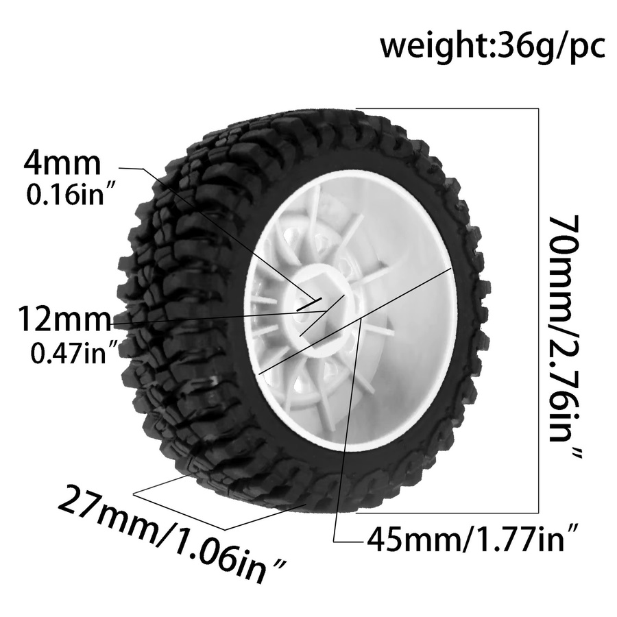 Semalam Gummi-Felgenreifen, 4-teiliges Set, 70 mm, Rot, Schwarz - Bild 1