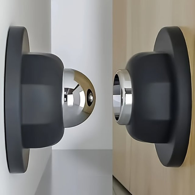 Magnetischer Türstopper in Schwarz zur selbstklebenden Montage ohne Bohren - Bild 1