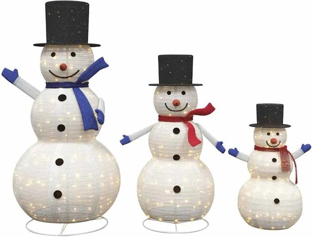 vidaXL Weihnachts Schneemann Familie 3er Set in Warmweiß - Bild 1