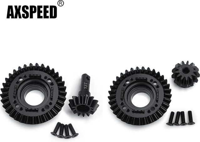 AXSPEED Differential Ritzel, 13T & 33T, für UDR Unlimited Desert Racer 1/7 RC Auto Upgrade Teile, Metall, Schwarz - Bild 1