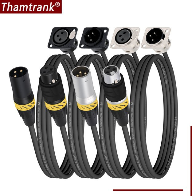 Thamtrank XLR Panel Mount Kabel Adapter Wasserdichter 3Pin XLR Stecker und Buchse Konverter für Mikrofone in Schwarz - Bild 1