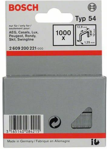 Bosch Flachdrahtklammern Typ 54, Silber, B: 12,9 mm, H: 12 mm, T: 1,29 mm - Bild 1