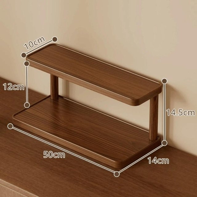 Zaikun Tassenaufbewahrungsregal im Retro-Stil, mehrschichtiger Kaffeetassenständer für Küche und Büro, braun, Breite: 50 cm, Tiefe: 14,5 cm, Höhe: 50 cm - Bild 1