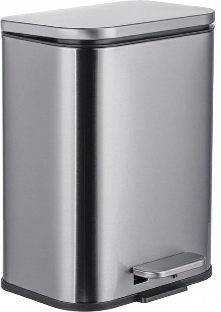 Relaxdays Mülleimer aus Edelstahl in Silber mit Fingerprint-Schutz und Softclose-Tretpedal, B: 27 cm, T: 21 cm, H: 19 cm - Bild 1