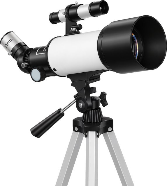Outsunny Astronomisches Refraktor Teleskop mit Stativ und Tragetasche, Weiß - Bild 1