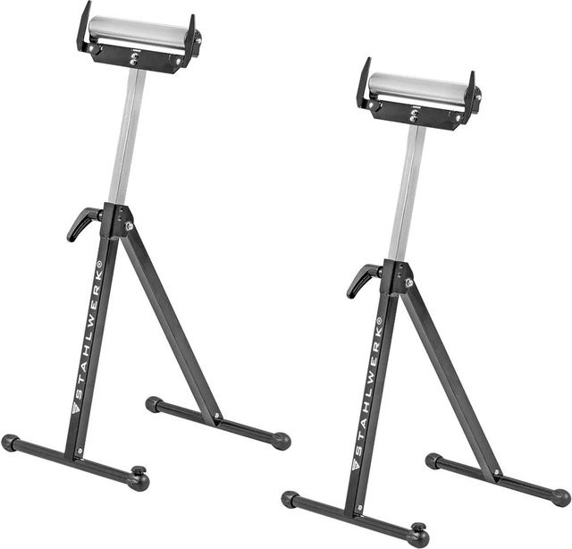 STAHLWERK Rollenbock 2er Set höhenverstellbar 720 bis 1100 mm Tragkraft 60 kg in Schwarz und Silber - Bild 1
