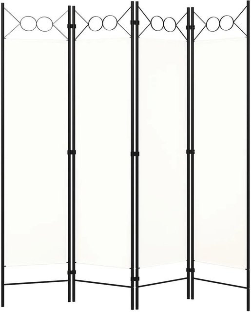 vidaXL 4-teiliger Raumteiler Weiß aus Eisen und Polyester, B: 160 cm, H: 180 cm - Bild 1