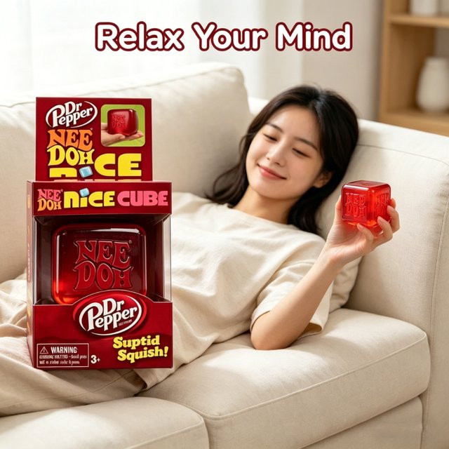 NeeDoh Nice Cube Squishy Fidget Cube Dr Pepper Edition, Stressabbau-Quetschspielzeug, Sensorik-Spielzeug - Bild 1