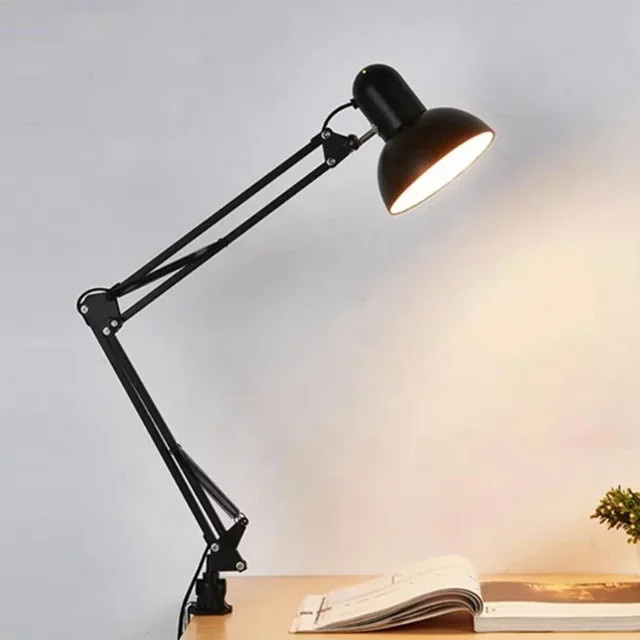 L-MANG Klemmleuchte in Schwarz aus Metall mit verstellbarem Teleskop-Design und warmweißem Licht für Schlafzimmer und Home-Office - Bild 1