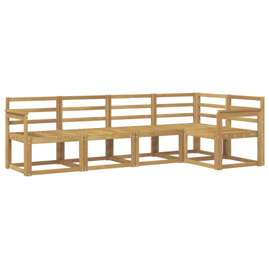 vidaXL Outdoor-Sofagarnitur 5-teilig aus Massivholz Akazie in Weiß, L-Form mit Latten-Design - Bild 2