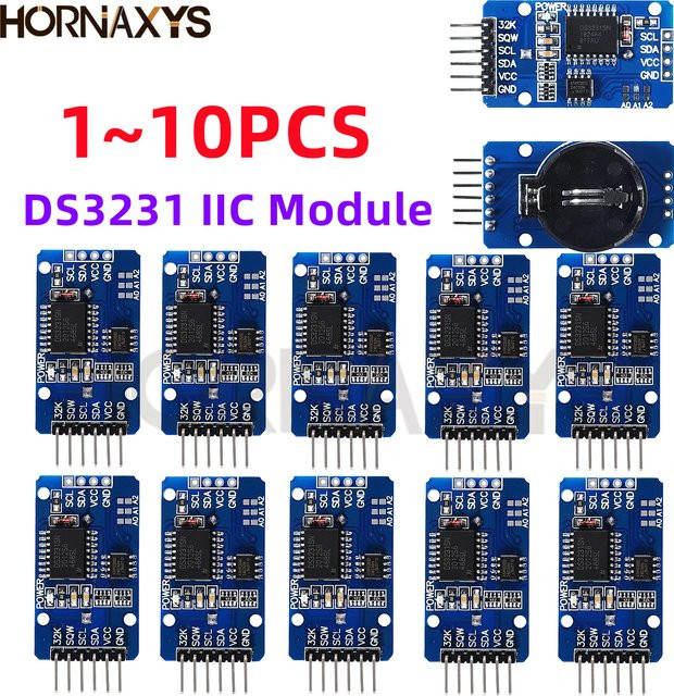 HORNAXYS DS3231 IIC Präzisions-Echtzeit-Uhr Modul DS3231SN/DS3231M in Blau für Raspberry Pi (3,3 V/5V) - Bild 1