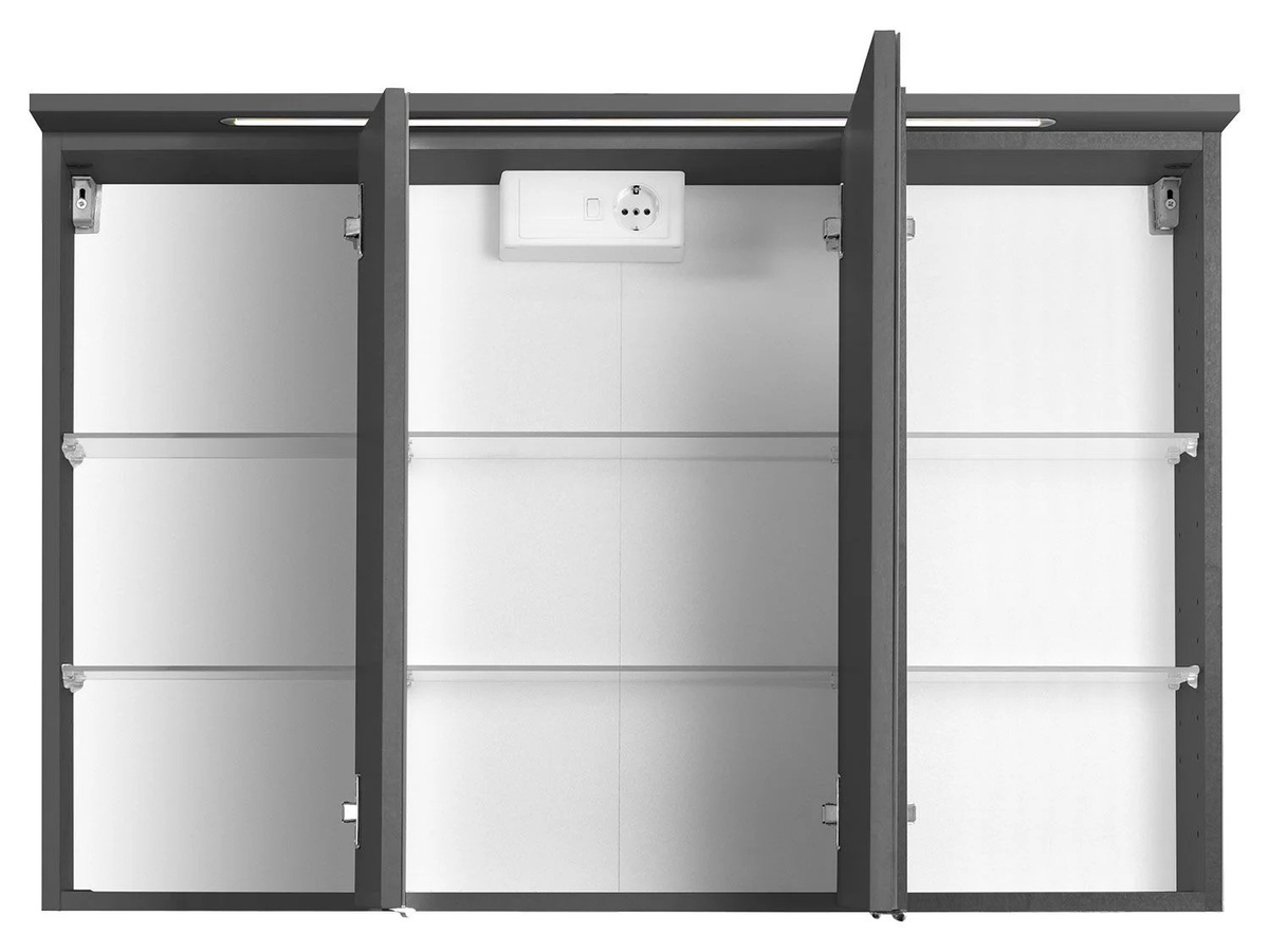 HELD Bologna 3D Spiegelschrank in Graphitgrau mit LED-Beleuchtung und Steckdose, Breite: 100 cm - Bild 2