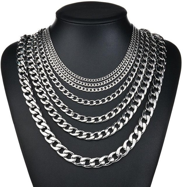 Halskette Edelstahl, Silber, 55 cm, Herren - Bild 1