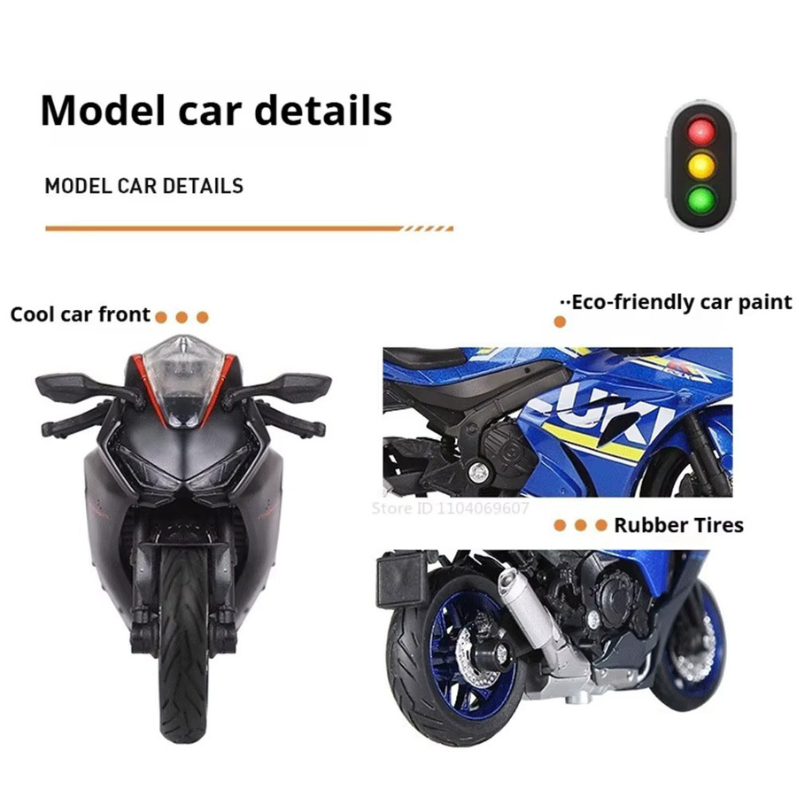 MAKEDA Miniatur-Motorrad-Spielzeugmodelle, 1:18, Metall, Blau - Bild 1