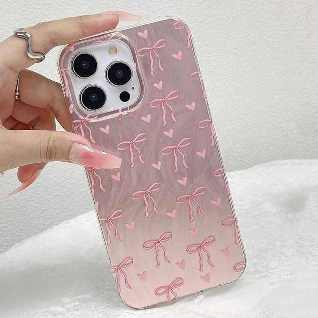 Stoßfeste Xiaomi Handyhülle mit Schmetterlings- und Schleifen-Print in Pink für Redmi Note 14 13 12 11 Pro Plus 5G und weitere Modelle - Bild 1