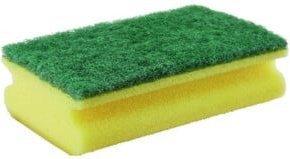 Gelber Scheuerschwamm aus Kunststoff, B/T/H: 9 x 7 x 4,5 cm - Bild 1