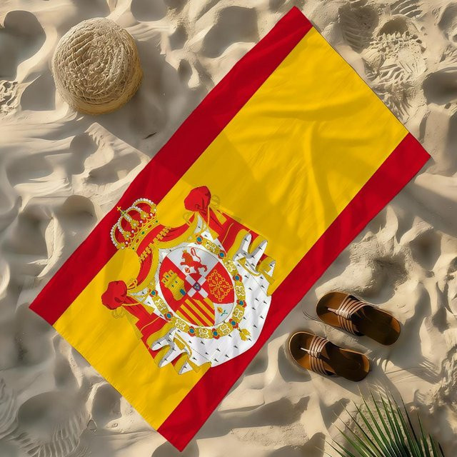 Ka Chen Mutong Strandtuch Flagge von Espana in Rot und Weiß, schnelltrocknend und sandabweisend, B: 101 cm, H: 183 cm - Bild 1