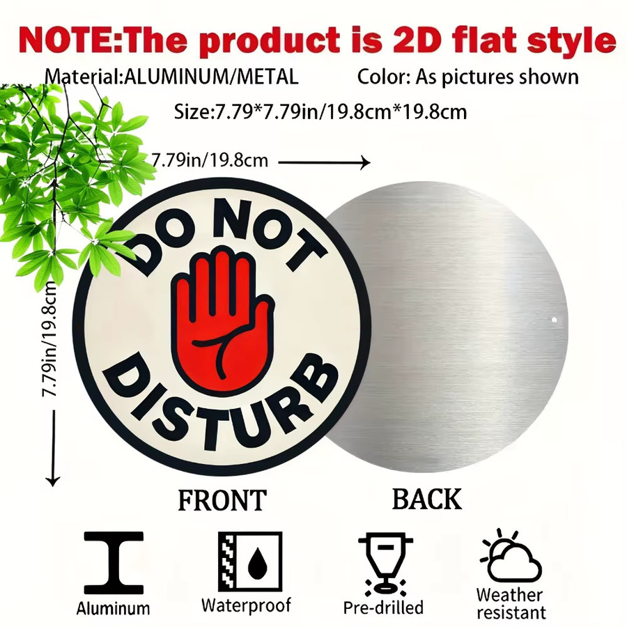 CIFBUY Vintage Do Not Disturb Aluminium-Metallschild rund mit rotem Finger-Symbol als Wanddekoration Durchmesser: 20,32 cm - Bild 3