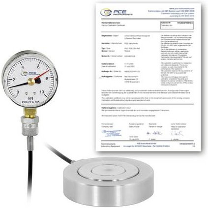 PCE Instruments Hydraulischer Kraftaufnehmer PCE-HFG 10K-E100-ICA in Silber aus Stahl mit Schleppzeiger - Bild 1
