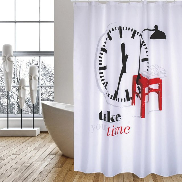 MSV Duschvorhang Take Your Time aus Polyester, Mehrfarbig, B: 180 cm, H: 200 cm - Bild 1