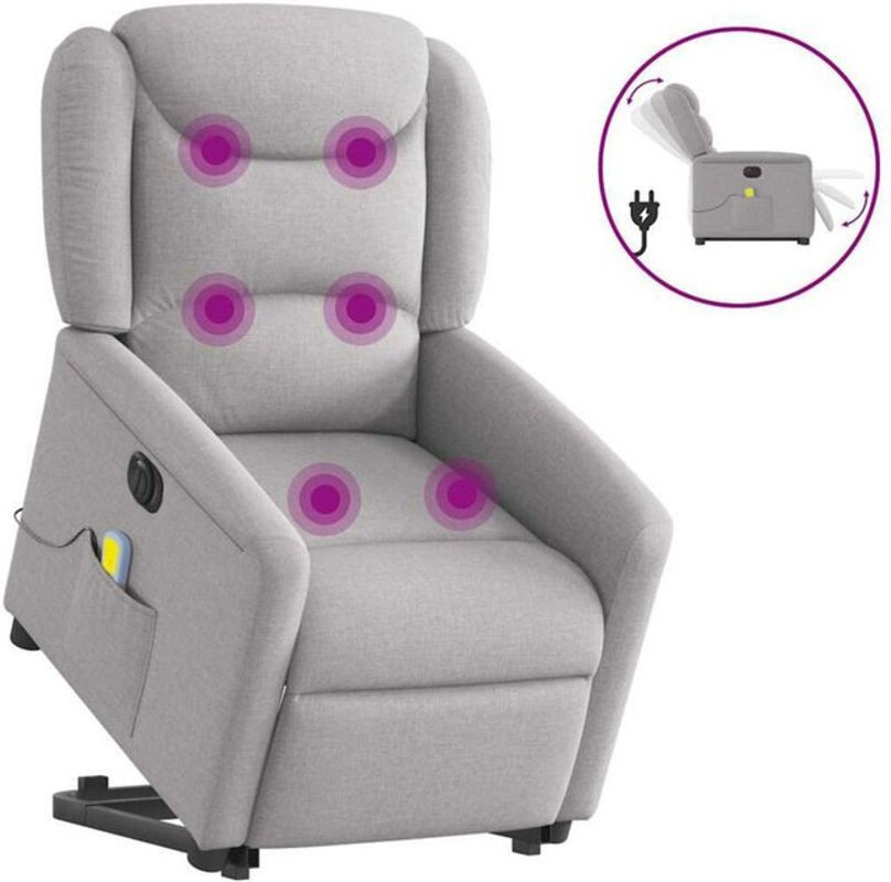 Elektrischer Massagesessel mit Aufstehhilfe von vidaxl in Wolkengrau aus Stoff und Metall - Bild 1