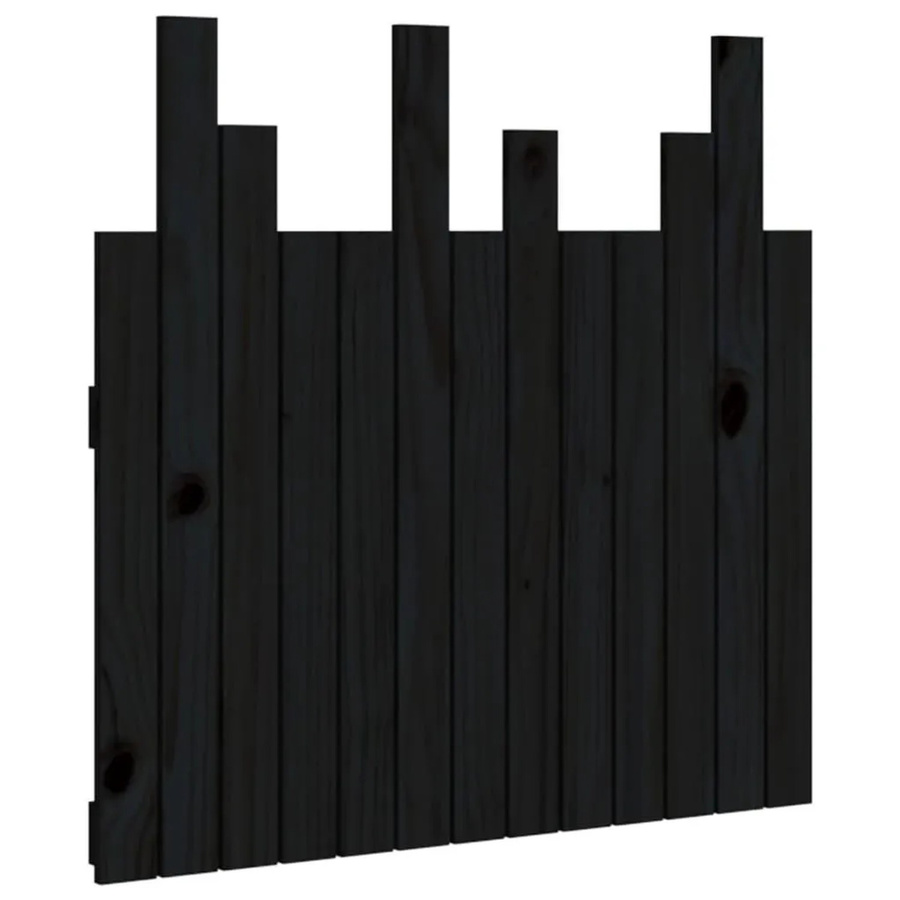 vidaXL Wand-Kopfteil aus massivem Kiefernholz in Schwarz, rustikales Design, B/H/T: 82,5 x 80 x 3 cm - Bild 2
