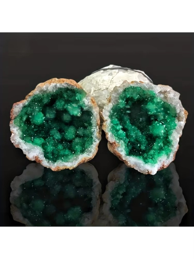 CRYSTALHOLA Grüne Drusen-Quarz-Geode als Tischdeko mit Quarz-Zentrum - Bild 6