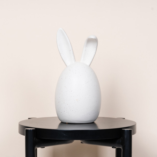 Keramik Hase Knickohr von BLUME2000 in Weiß mit Sprenkeln - Bild 1