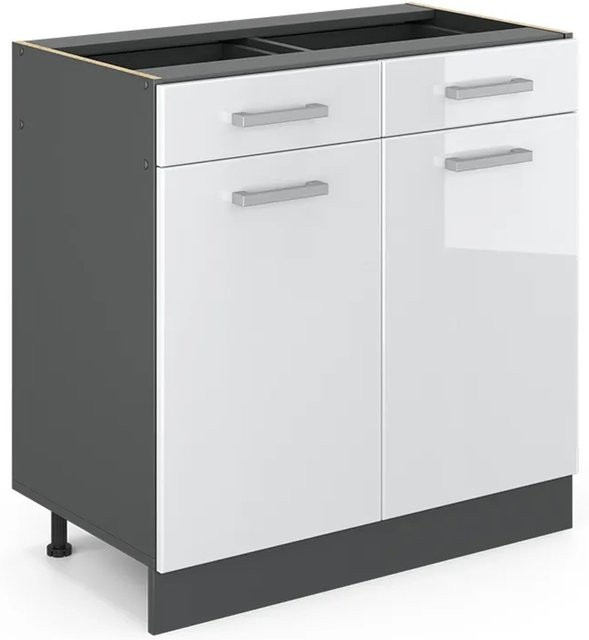 Vicco Küchenunterschrank R-Line Weiß Hochglanz ohne Arbeitsplatte Breite: 80 cm - Bild 1