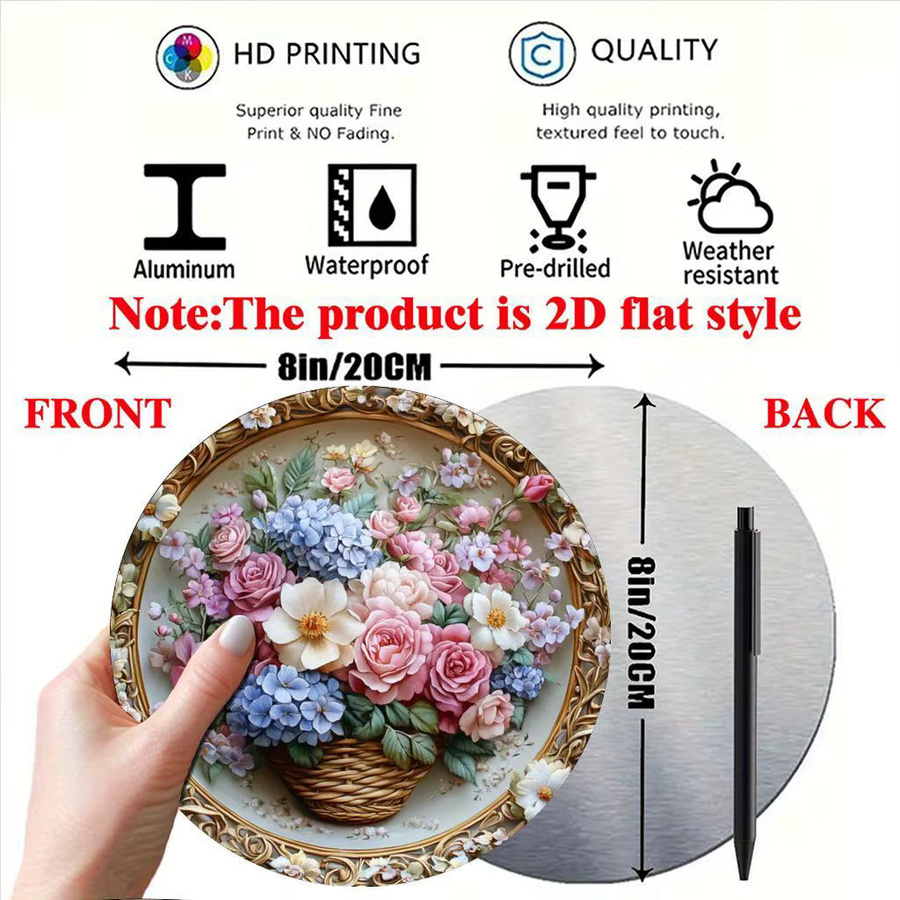 VogueMetal Rundes Blumen-Wandkunst Schild aus Aluminium in Multicolour, Durchmesser: 60,96 cm - Bild 2